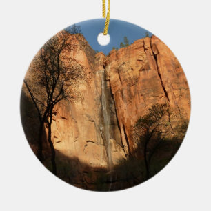 Sunrise on the Riverside Walk Trail at Zion Ceramic Ornament