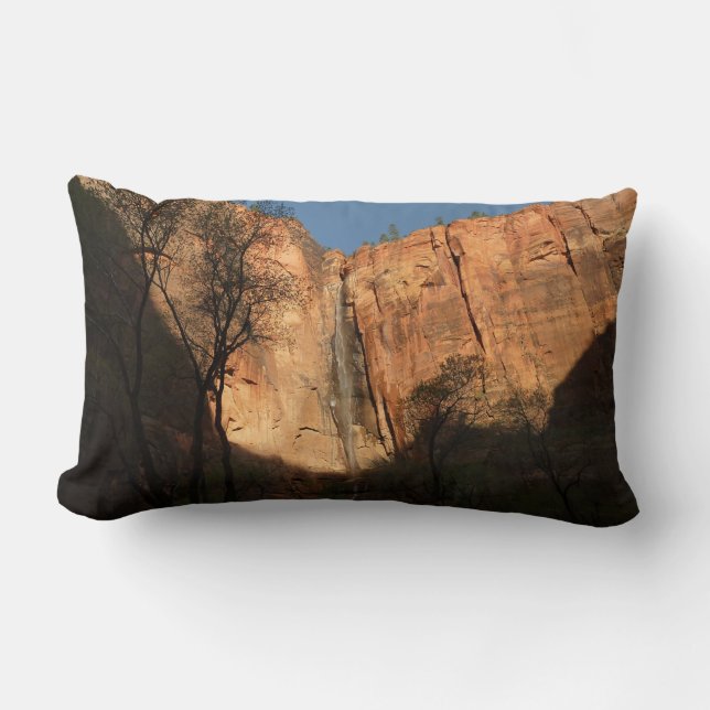 Sunrise on the Riverside Walk Trail at Zion Lumbar Pillow (Front)