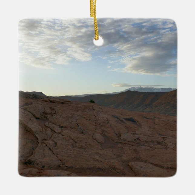Sunrise on the Trail to Delicate Arch Ceramic Ornament (Front)
