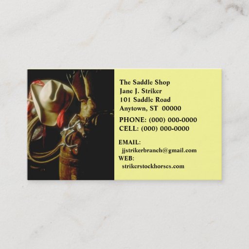 Customizable SUNRISE ON WESTERN GEAR BUSINESS CARDS COWBOY HAT