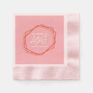 Sunrise Orange Pink Bright Rose Pink Red Wedding Napkins