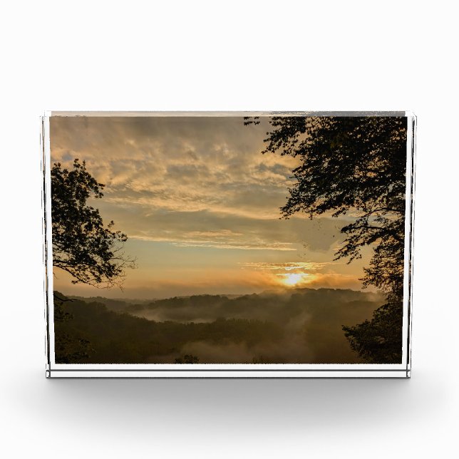 Sunrise Over a Foggy Valley Photo Block (Front)