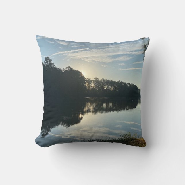 Sunrise Over A Georgia Lake Throw Pillow (Front)