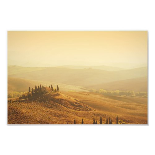 Sunrise over a landscape in Tuscany photo print