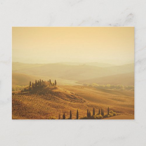Sunrise over a landscape in Tuscany postcard