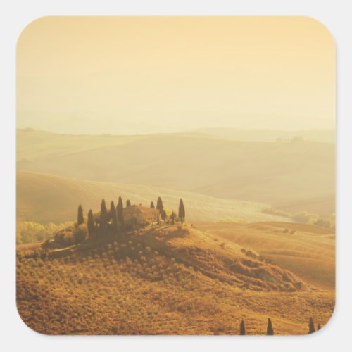 Sunrise over a landscape in Tuscany sticker