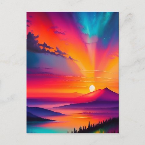 Sunrise Over a Mountain Postcard