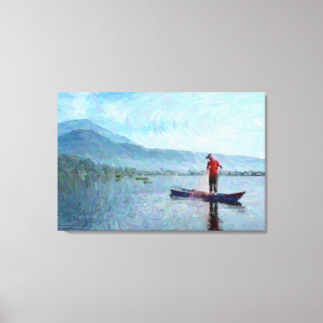 Sunrise Over A Serene Lake Canvas Print (Front)