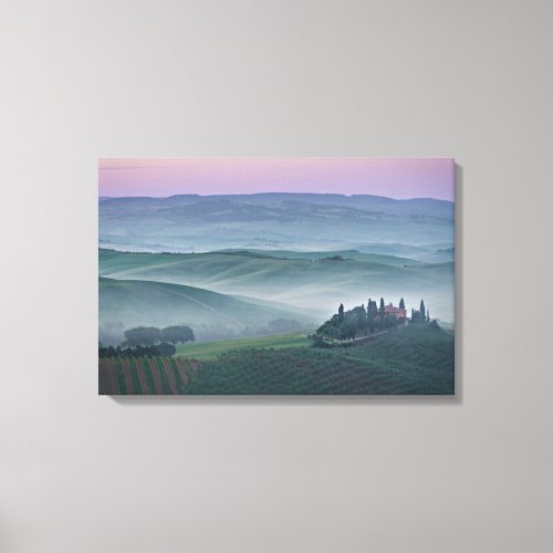 Sunrise over a Tuscany landscape canvas