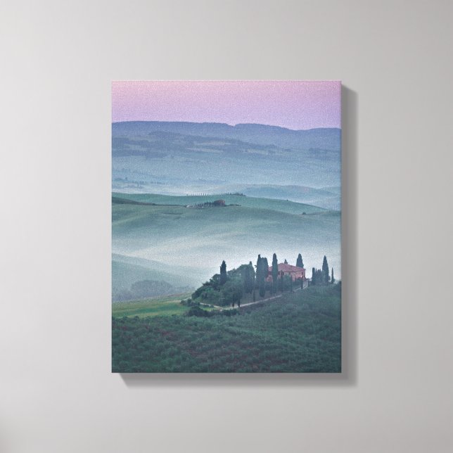 Sunrise over a Tuscany landscape vertical canvas (Front)