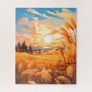 Sunrise Over a Wheat Field Jigsaw Puzzle