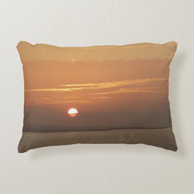 Sunrise over Aruba I Caribbean Seascape Accent Pillow (Front)