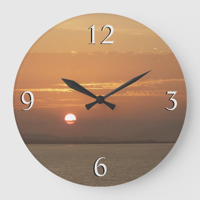 Sunrise over Aruba I Caribbean Seascape Large Clock (Front)