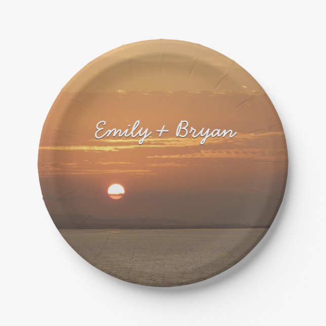 Sunrise over Aruba I Caribbean Seascape Paper Plates (Front)