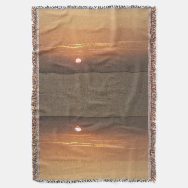 Sunrise over Aruba I Caribbean Seascape Throw Blanket (Front Vertical)