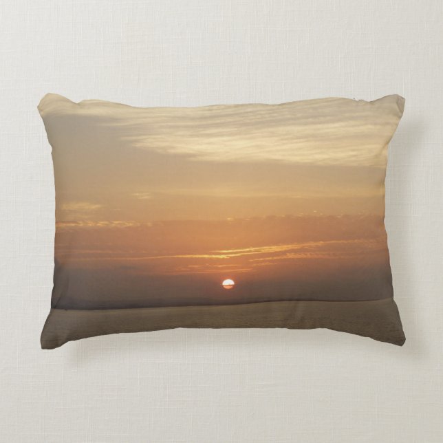 Sunrise over Aruba II Caribbean Seascape Accent Pillow (Front)