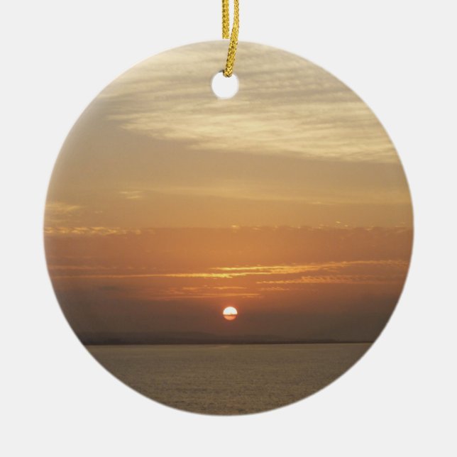 Sunrise over Aruba II Caribbean Seascape Ceramic Ornament (Front)