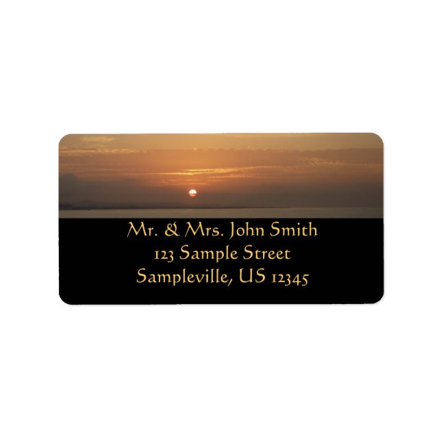 Sunrise over Aruba II Caribbean Seascape Label (Front)