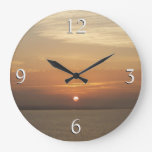 Sunrise over Aruba II Caribbean Seascape Large Clock