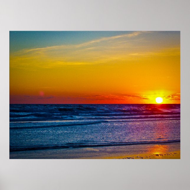 Sunrise Over Atlantic Ocean & Water Reflection III Poster (Front)