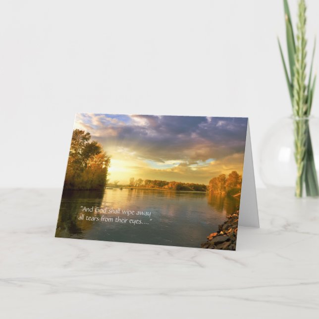 Sunrise over Autumn Lake Sympathy Card (Front)