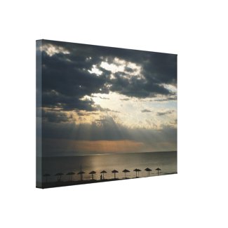 Sunrise over beach in Greece Scenic Seascape Photo Canvas Print