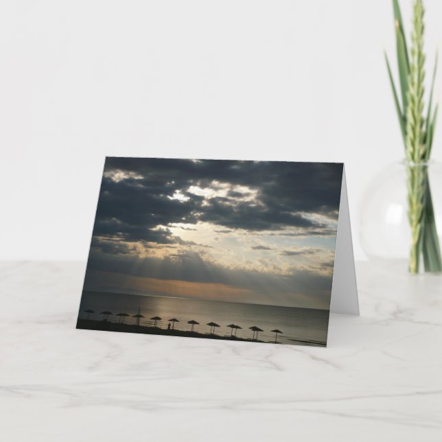 Sunrise over beach in Greece Scenic Seascape Photo Card (Front)