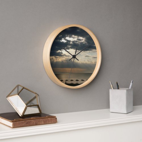 Sunrise over beach in Greece Scenic Seascape Photo Clock