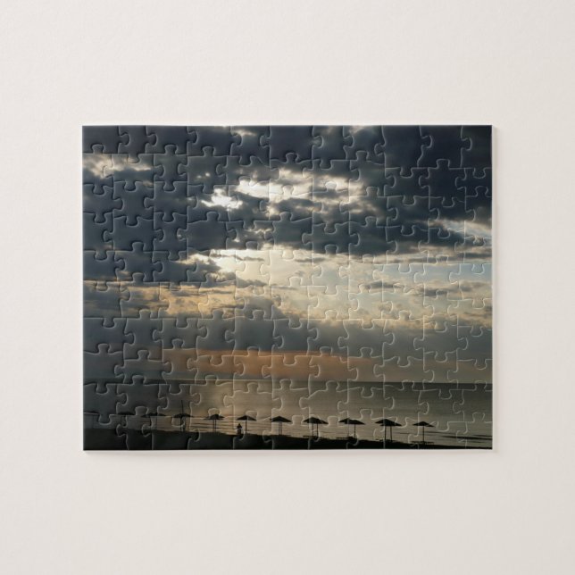 Sunrise over beach in Greece Scenic Seascape Photo Jigsaw Puzzle (Horizontal)