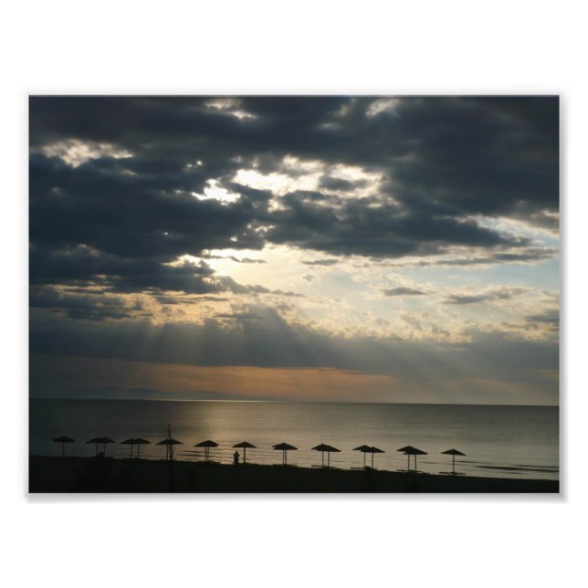 Sunrise over beach in Greece Scenic Seascape  Photo Print (Front)