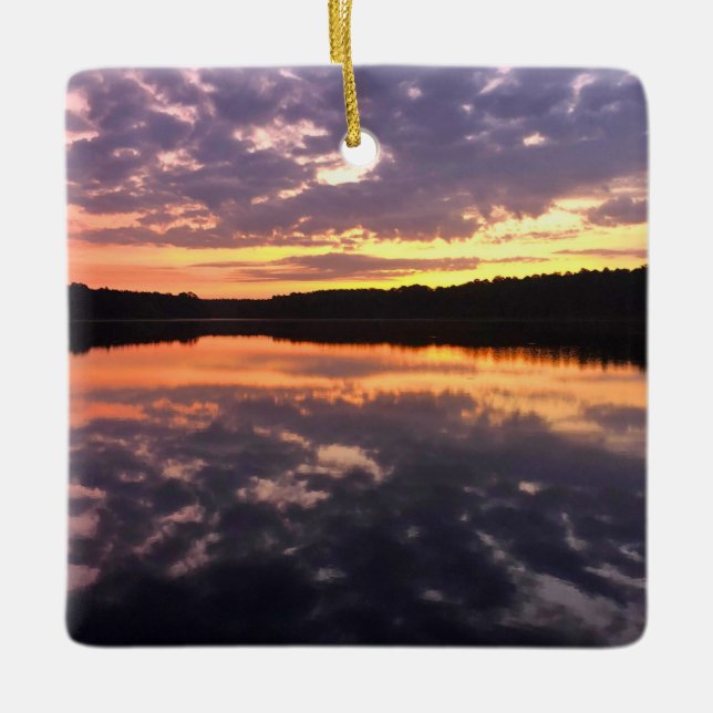 Sunrise Over Bear Lake Ceramic Ornament (Front)