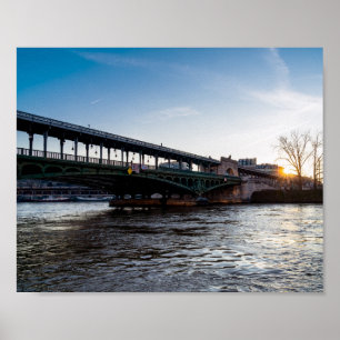 Sunrise over Bir-Hakeim bridge in winter - Paris Poster