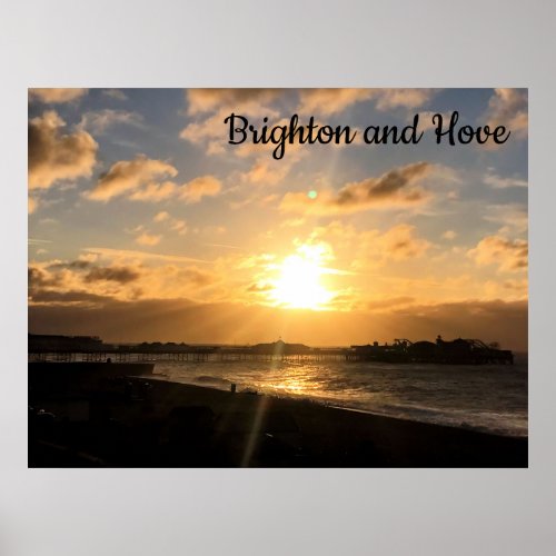 Sunrise over Brighton Pier Photo Poster