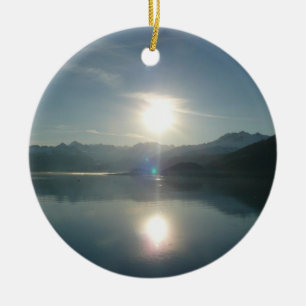 Sunrise over College Fjord Alaska Photography Ceramic Ornament