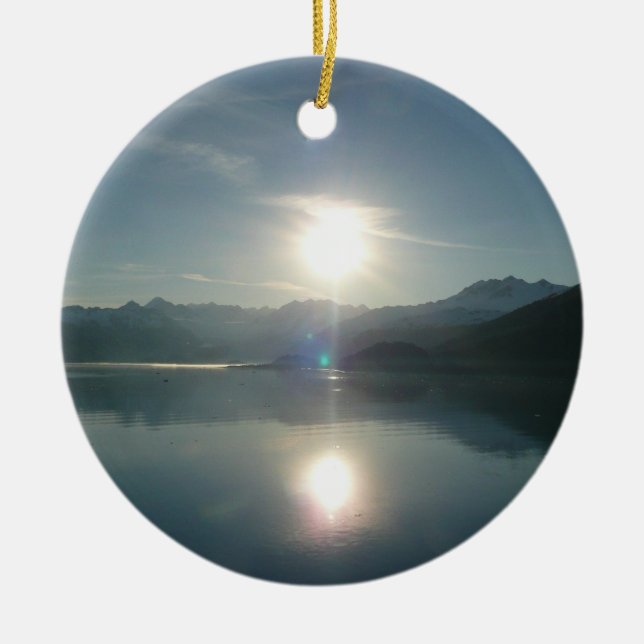 Sunrise over College Fjord Alaska Photography Ceramic Ornament (Front)