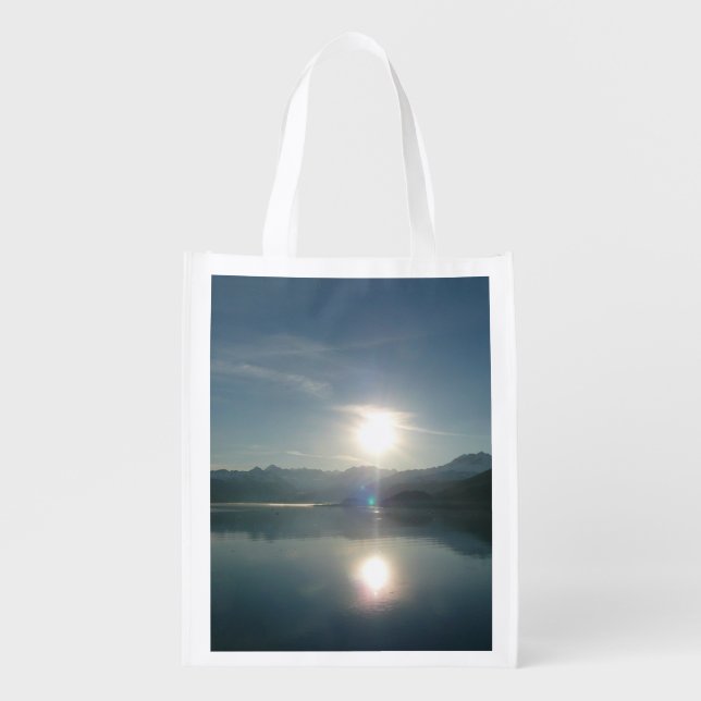 Sunrise over College Fjord Alaska Photography Grocery Bag (Front)