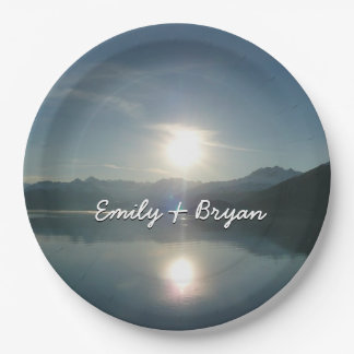 Sunrise over College Fjord Alaska Photography Paper Plates