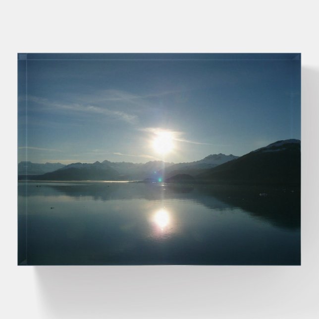 Sunrise over College Fjord Alaska Photography Paperweight (Front)