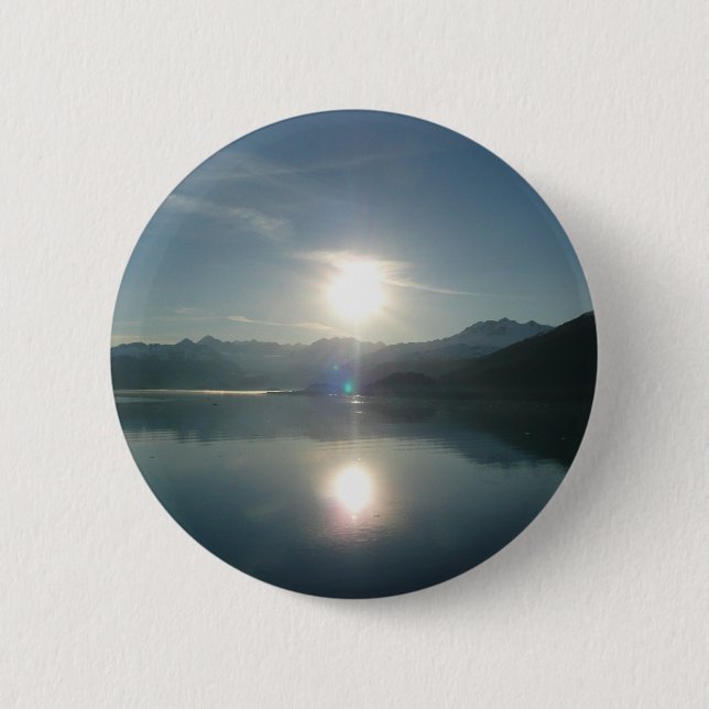 Sunrise over College Fjord Alaska Photography Pinback Button (Front)