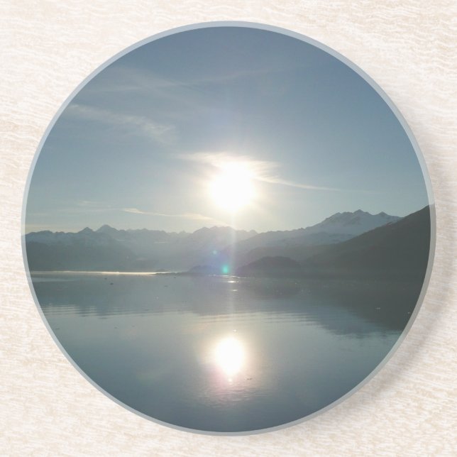 Sunrise over College Fjord Alaska Photography Sandstone Coaster (Front)