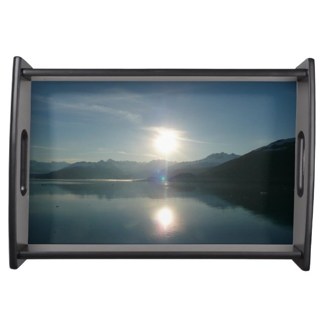 Sunrise over College Fjord Alaska Photography Serving Tray (Front)