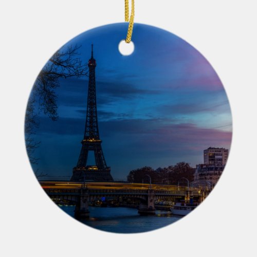 Sunrise over Eiffel tower _ Paris France Europe Ceramic Ornament