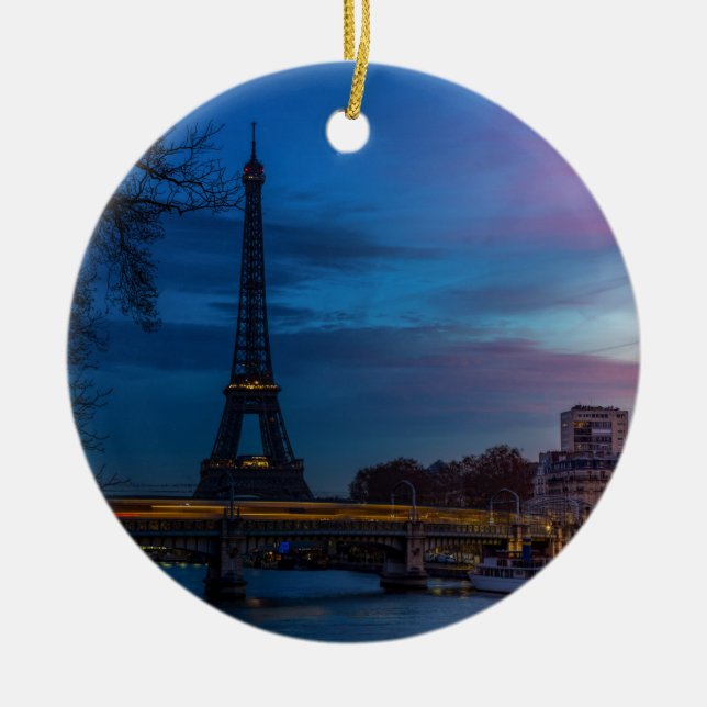 Sunrise over Eiffel tower - Paris, France, Europe Ceramic Ornament (Front)