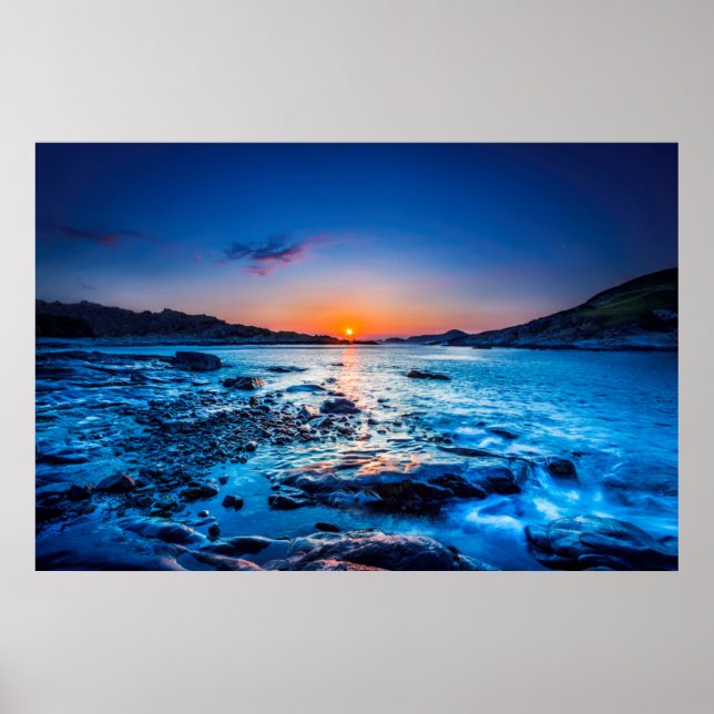 Sunrise Over Horizon At Seashore At Dawn Poster (Front)