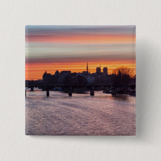 Sunrise over Ile de la Cite and Notre Dame - Paris Button (Front)