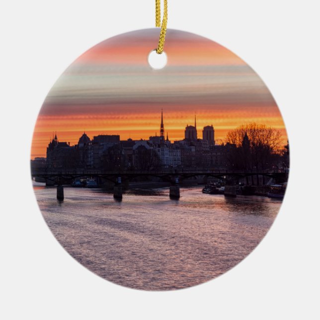 Sunrise over Ile de la Cite and Notre Dame - Paris Ceramic Ornament (Front)