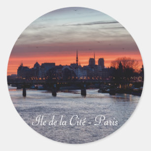 Sunrise over Ile de la Cite and Notre Dame - Paris Classic Round Sticker