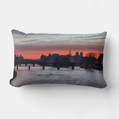 Sunrise over Ile de la Cite and Notre Dame _ Paris Lumbar Pillow