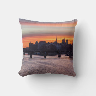 Sunrise over Ile de la Cite and Notre Dame - Paris Throw Pillow