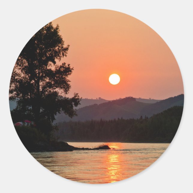 Sunrise Over Katun River Classic Round Sticker (Front)